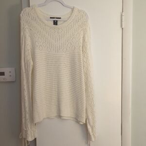 Ashley Stewart Drawstring Crochet Sweater